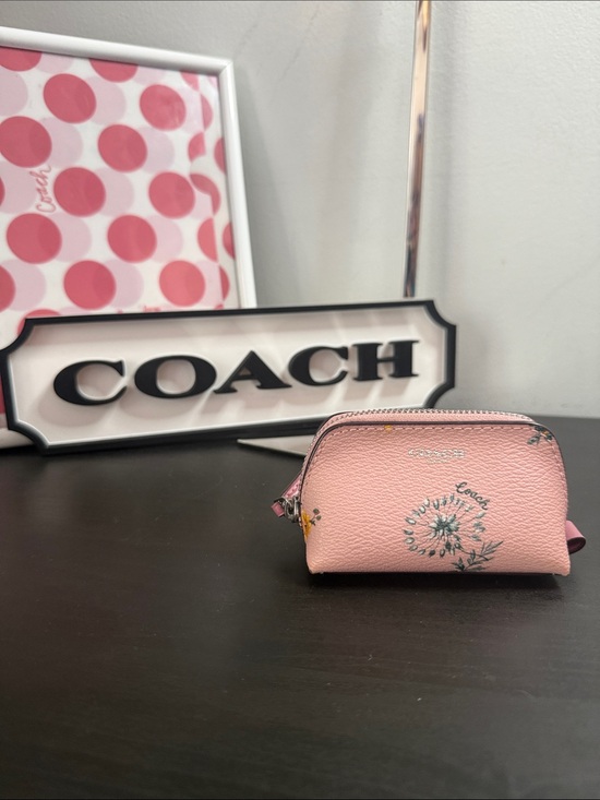 Coach Handbags - Coach Pink Floral Leather Cosmetic Pouch